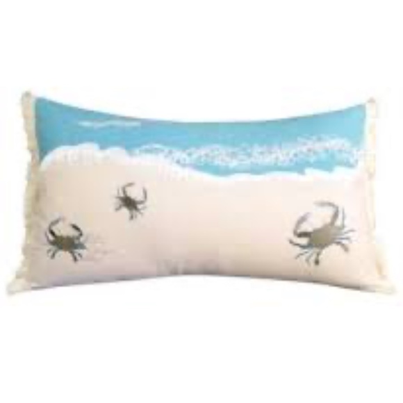 Rightside Design Blue Crab and Waves Lumbar Pillow Shams Two Piece Set Ocean - Picture 2 of 16